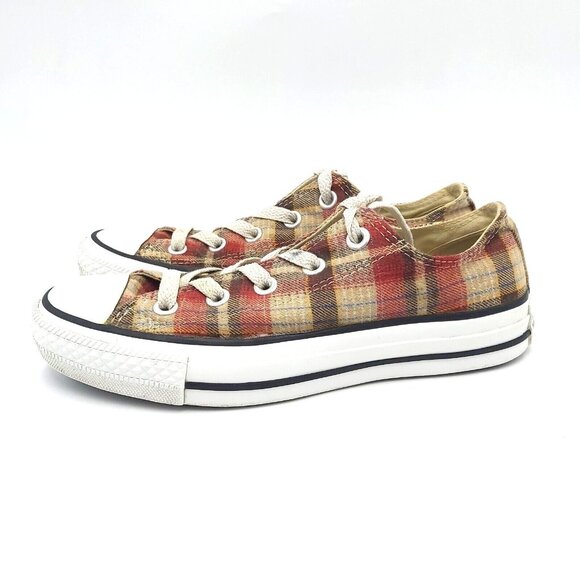 Converse All Star Chuck Taylor Low Top Red - Beige Plaid M3.5 - W5.5 - 22.5cms - Picture 3 of 16